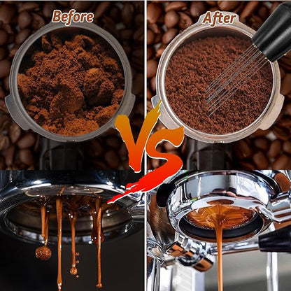 53mm Espresso Tamper Set, 22Pcs Espresso Accessories Kit, Spring Loaded Calibrated Espresso Tamper with WDT Tool, Tamper Mat, Coffee Stirrer, Frothing Pitcher, Latte Art Pen and 16 Decorative Stencils