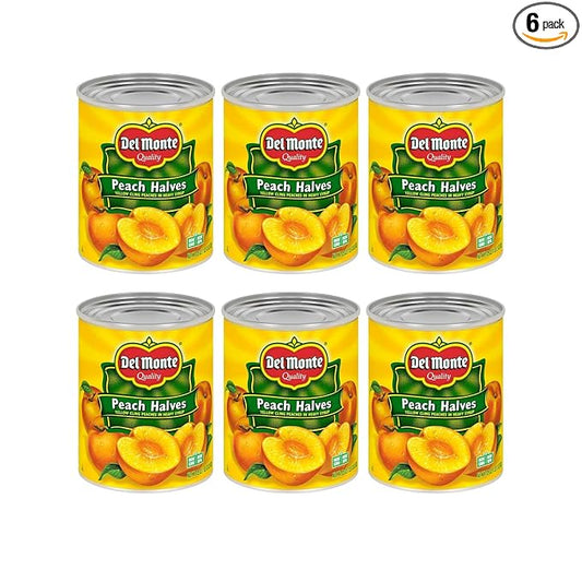 Del Monte Yellow Cling Canned Peach Halves in Heavy Syrup, 29 oz Can (Pack of 6)