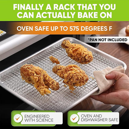 Spring Chef 8.5" x 12" Stainless Steel Cooling Racks, Wire Rack for Baking Sheet - Fits Small Quarter Sheet Pan - Perfect for Cooking, Baking, Grilling, Smoking - Dishwasher Safe - Set of 2