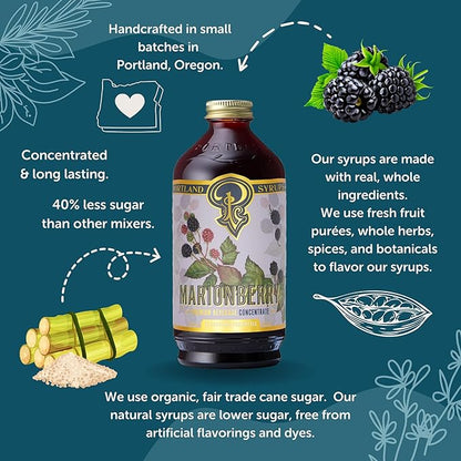 Portland Syrups Marionberry Syrup - Craft Pacific Northwest Fusion for Cocktails, Desserts, Soda, and More - 12 oz with 24 Servings (Pack of 2)