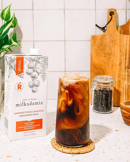 milkadamia Macadamia Milk - Unsweetened Barista - 32 Fl Oz (Pack of 6) - Lactose Free, Vegan, Shelf Stable, Plant Based, Non Dairy, Dairy Free