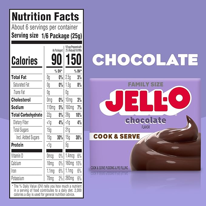 Jell-O Cook & Serve Chocolate Pudding & Pie Filling Mix (24 ct Pack, 5 oz Boxes)