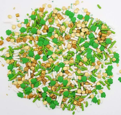 NCS St Patricks Day Gold, Green and White Edible Candy Sprinkle Mix, 8 ounces - Great for Cupcakes, Cookies, Cakes, Cake Pops
