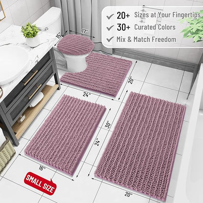 Arotive Luxury Chenille Bathroom Rug Mat, Extra Soft Thick Absorbent Shaggy Bath Rugs, Non-Slip Machine Wash Dry, Plush Bath Mats for Bathroom, Shower and Tub, 36x24, Deep Plum