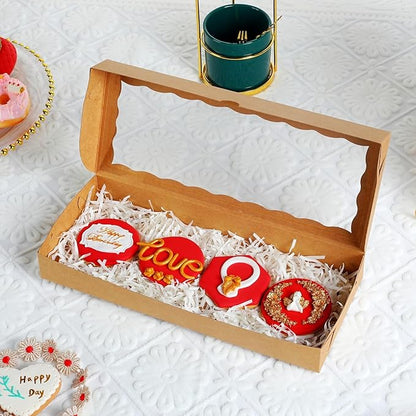 50PCS 12x5x1.5Inch Cookies Boxes with Window Bakery Boxes Macaron Boxes Cakesickle Boxes Chocolate Truffle Boxes Donut Treat Boxes for Christmas Valentine's Easter Mother's Day