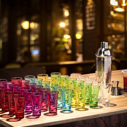 M&N HOME Purple Ombre Shot Glasses, 2 Oz Set of 6 Colored Shot Glasses, Whiskey Glasses, Tequila, Cocktail Glasses, Vodka Glasses, Spirits & Liquors (Gradient Purple)