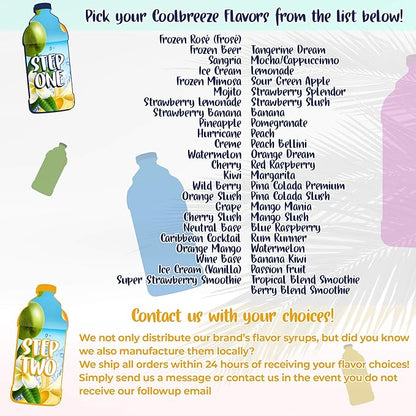 Coolbreeze Beverages Frozen Slushy Flavor Syrups Pick Six Mix & Match / 50+ Flavors Frozen Drink Machine Mix, Smoothie Blends, Granita Slush, Snowcone Flavor Syrups - Pick 6 Bottles
