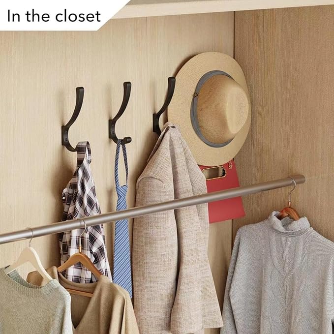 4 Pack Hanging Coat Hooks Wall Mount, Coat Hanger Wall Hangers, Metal Hooks for Hanging Heavy Duty, Screw in Hooks for Hanging Towels, Clothes, Backpack, Hat, Bag, Jacket, Key, Robe, Backpack Grey
