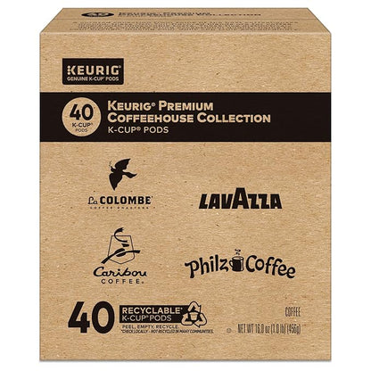Keurig Premium Coffeehouse Collection, Single Serve Keurig K-Cup Pods, Medium and Dark Roast Coffees, 40-Count Box