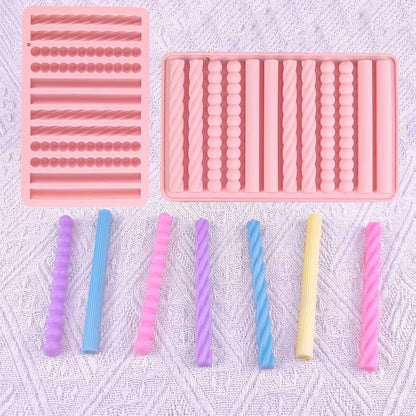2Pcs oat bar mold - 12 long biscuit molds- Chocolate silicone mold for baking candies/energy bars, cheesecake, dried fruit cereal cookies (2, Pink)