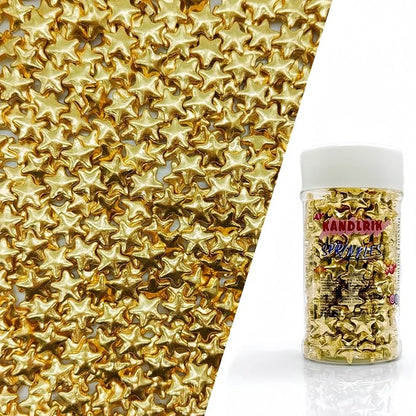 10mm Super Gold Stars Sprinkles Edible Stars Cake Decorating Stars Cake Decorations Cupcake Toppers Cookie Decorating Perfect for Cakes,Cupcakes,Desserts Toppings 3OZ