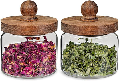 Glass Spice Jar Coffee Sugar Container Airtight Glass Jar Food Storage Canisters Bottle for Kitchen Seasoning Tea Herb Overnight Oats Bar Parfait Snacks (2 * 350ml(11.84oz))