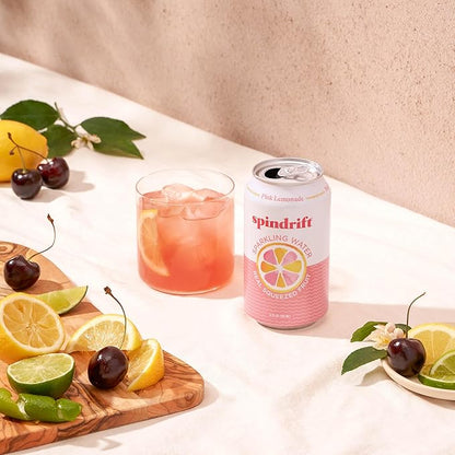 Spindrift Pink Lemonade Can 12 Ounce (Pack of 24)