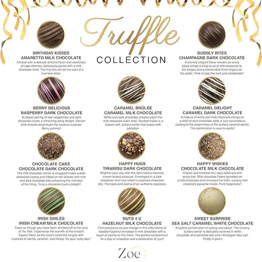 CRAVINGS BY ZOE Happy Birthday Chocolate Truffles Gift Box | 16 Count | Assorted Gourmet Milk & Dark Chocolate Candy Food Gift Basket | Birthday Gifts for Women & Men Mom Dad Kid Him Her Adult Family