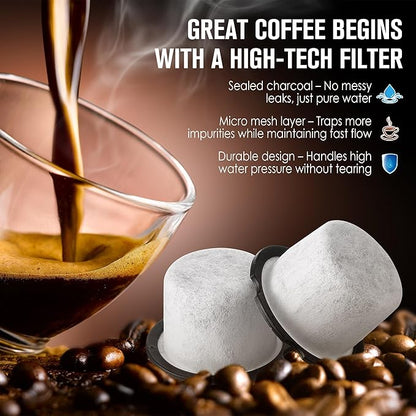 Qualirey 10 Pack Coffee Water Filter Replacement, Compatible with Café and GE Profile Grind & Brew Machine, Charcoal Coffee Filter Cartridges, Replacement for C7CGFLTR, Replace Every 3 Months