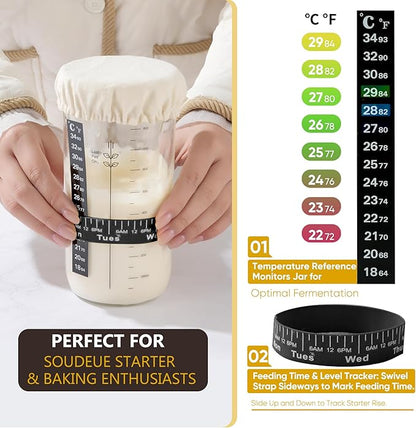 Sourdough Starter Kit with Jar – Complete Sourdough Bread Baking Supplies for Beginners, Includes 2 Silicone Proofing Baskets Baking Mat Sour Dough Kit - Yellow