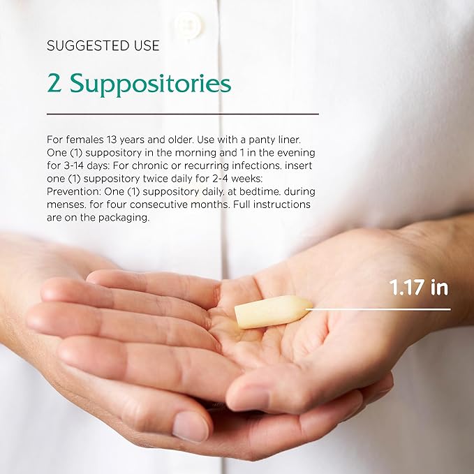 Vitanica Yeast Arrest, Homeopathic Vaginal Suppositories, for Yeast Infection Symptoms, Relieves Burning, Itching & Discharge, with Boric Acid, Tea Tree Oil & Probiotics, Vegan (Yeast Arrest, 14)