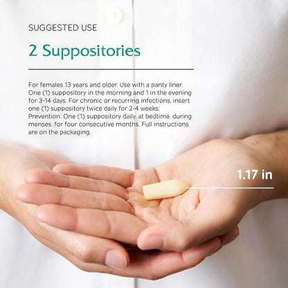 Vitanica Yeast Arrest, Homeopathic Vaginal Suppositories, for Yeast Infection Symptoms, Relieves Burning, Itching & Discharge, with Boric Acid, Tea Tree Oil & Probiotics, Vegan (Yeast Arrest, 14)