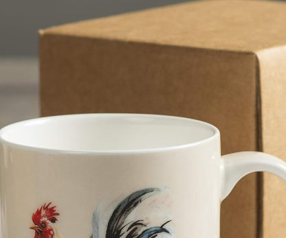 Maison d' Hermine Coffee Mug with Handles Fine Bone China Mugs Pack of One Tea Cups for Hot Beverages Cappuccino Latte Home Restaurant Office Perfect for Gift (Campagne - Coq, 12 Ounce)