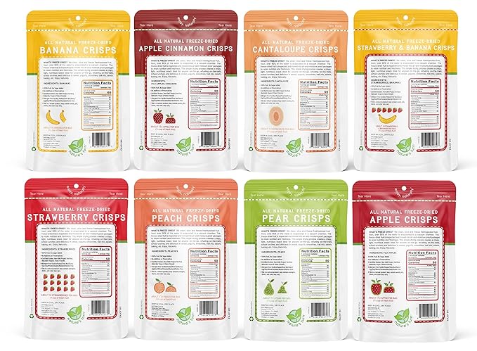 Nature’s Turn Freeze-Dried Fruit Crisps –Healthy, Gluten-Free,Crispy & Delicious, Plant-Based Snack, Ideal for Cereal, Smoothies, School Lunches, & On-the-Go, Sampler Variety Bags of 8 (0.53 oz Each)