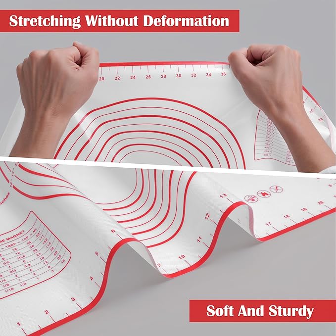 BlueBark 2 PCS - 24"L x 20"W Non-stick Silicone Baking Mat for Pastry & Dough, Sourdough Bread Making Tools, Kitchen Counter, Cooking Enthusiasts