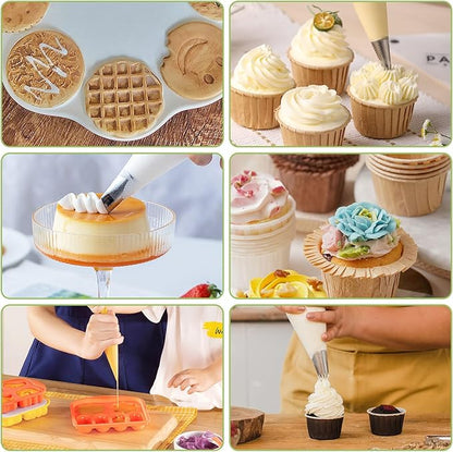 24 Inch Extra Large Piping Bag 200 Pack - Disposable Pastry Bags - Thick Anti-Burst Pastry Icing Frosting Piping Bags For Decorating Cupcakes Cakes Cookies (Large 24 Inch-200 Pack)