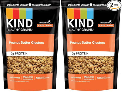 KIND Healthy Grains Granola, Peanut Butter Clusters, Healthy Snacks, Gluten Free, 100% Whole Grains, 10g Protein, 11oz, 1 Count (Pack of 2)