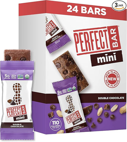 Perfect Bar Mini, Double Chocolate Protein Bar, Protein Snack, Snack Bar, Organic, Gluten Free, Soy Free, Non GMO, No Sugar Alcohols, .88 Ounce Bar, 24 Count