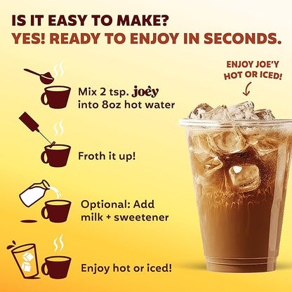 Joe'y Mushroom Coffee Alternative with Cacao and Dandelion Root, Chicory Coffee Substitute with Adaptogenic Superfoods, Vegan Gluten-Free Drink for Focus and Clean Energy without Jitters, 60 Servings