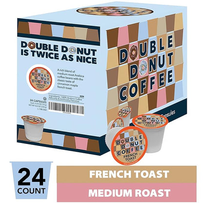 French Toast Flavored Coffee in Recyclable Single Serve Pods, French Toast Flavor for the Keurig K Cups Brewer, from Double Donuts, 24 Cups