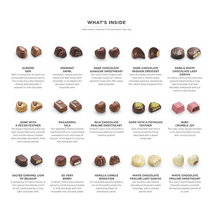 Godiva Red Bow Gold Assorted Chocolate Gift Box, Belgian Dark and Milk Chocolates with Pralinés, Ganaches & Caramels, Gourmet Holiday Gift, Non-GMO & Kosher, 60 Pc