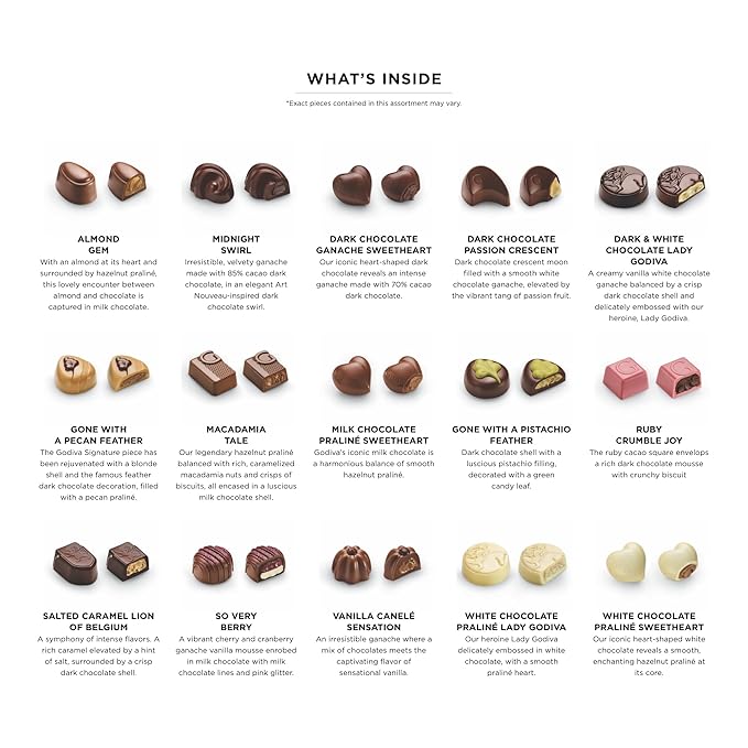 Godiva Holiday Gold Assorted Chocolate in Green Gift Box, Belgian Dark and Milk Chocolates with Pralinés, Ganaches & Caramels, Gourmet Christmas Gift, Non-GMO & Kosher, 15 Pc