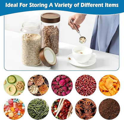 Glass Jar with Screw Top Lid 37oz Borosilicate Glass Spice Jars Seasoning Containers Kitchen Glass Food Storage Canisters for Pantry Liquid Tea Bath Salts Fermenting