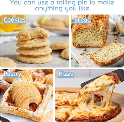 Rolling Pin Dough Roller for Baking with Thickened Non Stick Silicone Metal Handle Rolling Pin Stainless steel Fondant Roller Pin Cookie Pastry Kitchen Accessories 13.8 X 1.5 Inches
