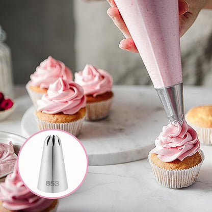12PCS Piping Tips Set, Food Grade and Premium Stainless Steel Large Piping Tips for Baking Cupcakes, Cake Decorating, Pastries, Sturdy and Long-lasting