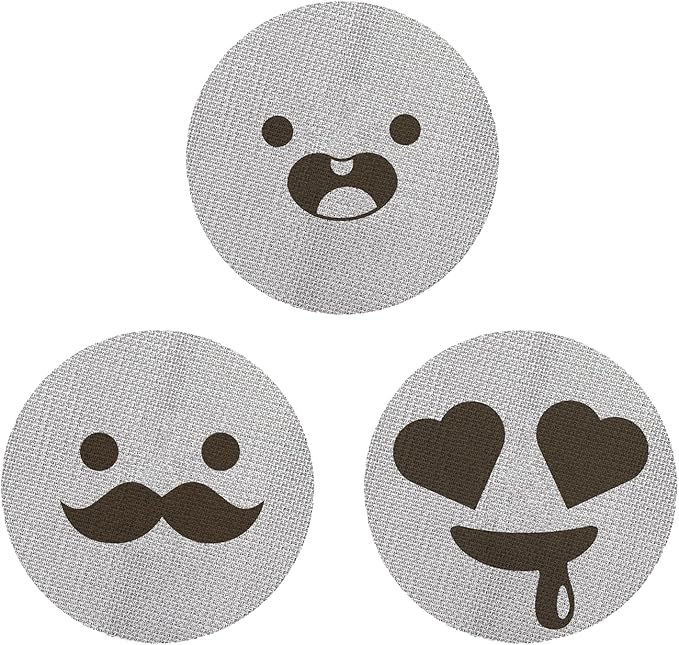 53.5mm Espresso Puck Screen 3-Pack, Lower Shower Screen, Metal Coffee Reusable Filter for 54mm Espresso Portafilter Basket, 1.7 Thickness(Cute Face)