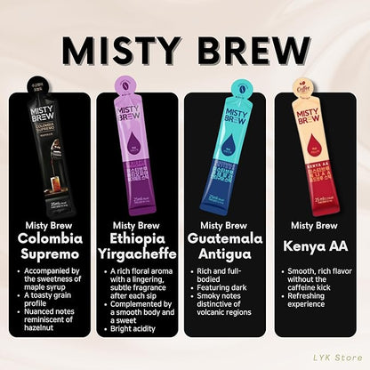 Cold Brew Coffee Concentrate liquid, Single Serve Coffee Sticks, MistyBrew, Imported from Korea, 4 flavors, Premium coffee (4 sticks, Mix)