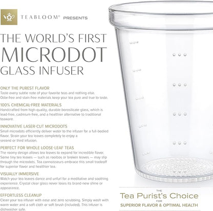 Teabloom Innovative Filtered Borosilicate Glass Teapot With Microdot Whole Leaf Tea Glass Infuser, 40 ounces – A Pure & Immersive Tea Experience – Tea Purist's Choice