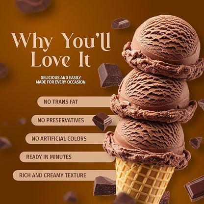 Triple Scoop - Premium Chocolate Ice Cream Mix For Ice Cream Maker. Simple, Easy, Delicious. From Gourmet Mix To Maker in 5 Minutes, Makes 2 Creamy Quarts. Made in USA. (1 Pack, Chocolate)