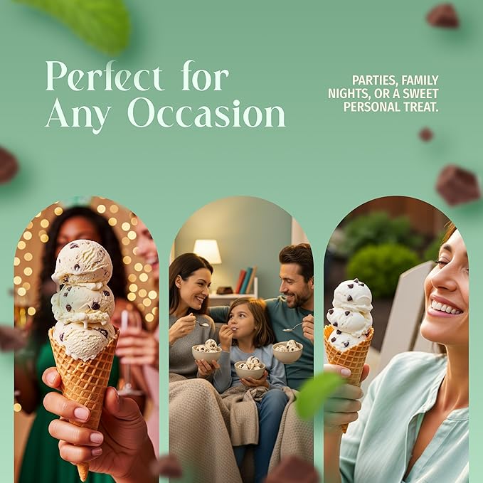 Triple Scoop - Premium Mint Choc Chip Ice Cream Mix For Ice Cream Maker. Simple, Easy, Delicious. From Gourmet Mix To Maker in 5 Min, Makes 2 Creamy Qrts, Made in USA (1 Pack, Mint Choc Chip)