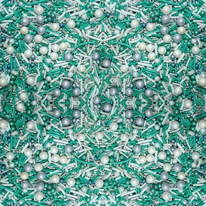 Confect Teal and Silver Edible Sprinkle Mix | Metallic Sugar Pearls and Jimmies | Cake Decorations, Cupcake Toppers | Baking Toppings for Birthday, Wedding, Party | Vegan, Gluten-Free, Nut-Free, Soy-Free, Dairy-Free, Palm Oil-Free- 4.2 Oz