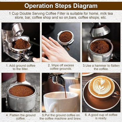 58mm Portafilter Basket,Metal Coffee Filter, Stainless Steel 58mm Basket Porous Double Cup Coffee Filter for Portafilter Coffees Machine,Paperless and Permanently Reusable