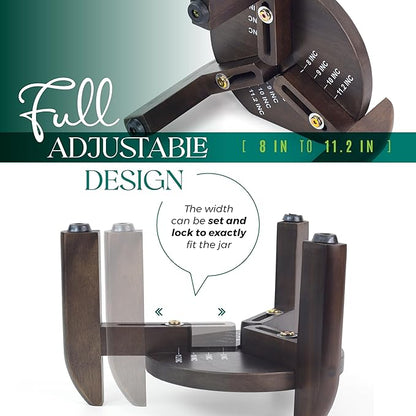 Drink Dispenser Stand Adjustable Width from 8" to 11.2" Wide - Beverage Jar and Water Plastic Jug Holder - to plant flower pots - Adjustable up to11.2-inch Wide (For 5-Gal Jug 8"-11.2")- Walnut Color