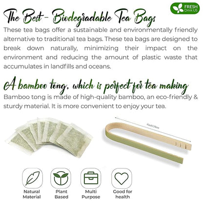 FreshDrinkUS, Premium 40 Papaya Leaf Tea Bags, 100% Natural & Pure. Loose Leaf Papaya Herbal Tea. Made with Natural Material Tea Bags. No Sugar, No Caffeine, No Gluten, Vegan.