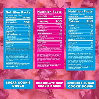 Whoa Dough Allergen Friendly Edible Cookie Dough Bars- Certified Non-GMO, Kosher and Gluten Free Bar - Healthy Snack Foods - Plant Based Snacks - Real Ingredients - Variety Pack (6 Bars)