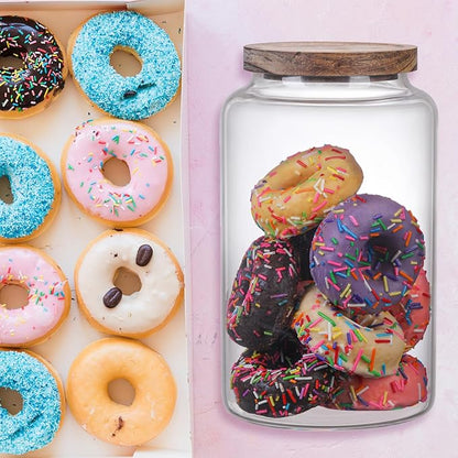 Vacuum Coffee Canister Glass Food Storage Jars With Airtight Lids Borosilicate Glass Coffee Canister Container for Coffee Beans & Grounds Tea Sugar Spices Kitchen (94oz(2800ml)-B-2pack)