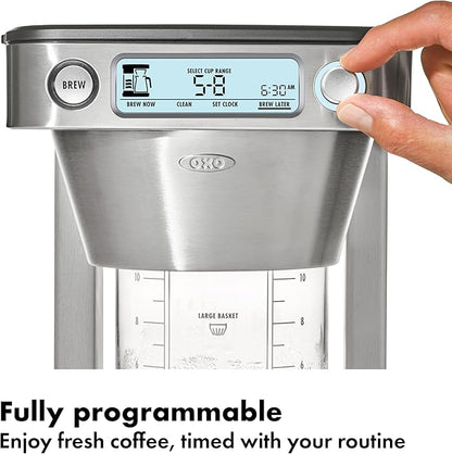 OXO Brew 12-Cup Coffee Maker With Podless Single-Serve Function,Silver