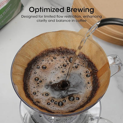 V60 Coffee Filters 02, ONIOU Unbleached Size 02 Cone Coffee Filters, 100 Count Natural Brown Pour Over Paper Filters for Hario V60 & Others 1–4 Cup Coffee Dripper