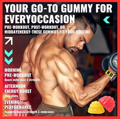 Creatine Monohydrate Gummies (5g) – Pre-Workout Energy & Muscle Growth Support for Men & Women | Strawberry Orange Electrolyte Gummies (135 Count)