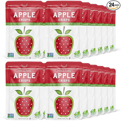 Nature’s Turn Freeze-Dried Apple Crisps – Healthy, Gluten-Free, Crispy & Delicious, Plant-Based Snack, Ideal for Cereal, Smoothies, School Lunches, & On-the-Go, Bags of 24 (0.35 oz Each)